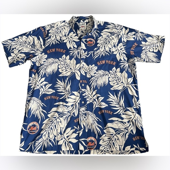 Men's Reyn Spooner Royal New York Mets Aloha Button-Down Shirt - Picture 1 of 12